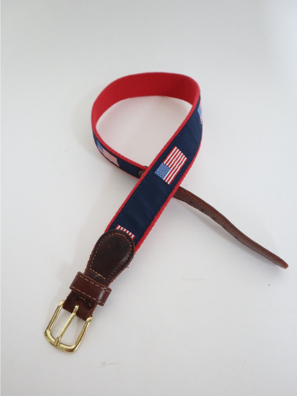 Kids Adjustable Navy & Red Flag Pattern Belt